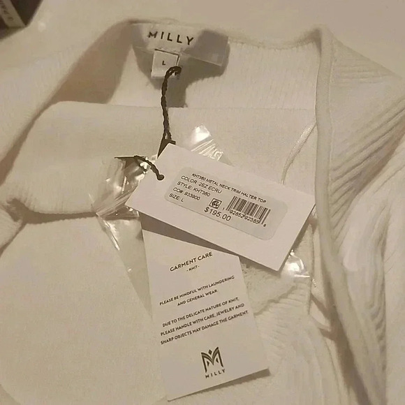 MILLY METAL NECK TRIM HALTER TOP - Picture 6 of 6